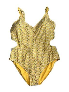 NWT RHODE x Target Dainty Lotus Print Cutout One Piece Swimsuit 2X Yellow
